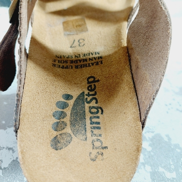 Spring Step Women's Tan Leather Adjustable Strap With Buckle Cork Sandals V323 - Picture 6 of 7